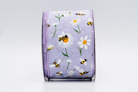 Spring Flower With Bees Collection Ribbon_KF7489GC-11-11_purple